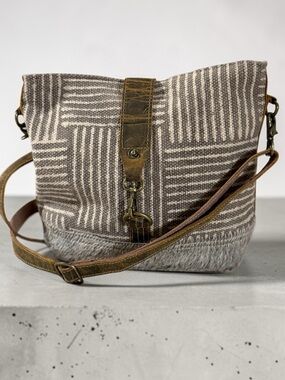Myra Bag Upcycled Canvas & Leather Crossbody Bag Western Boho Coastal Cowgirl